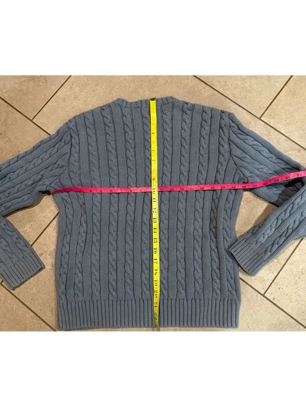 Vintage J Crew gray blue cotton knit cableknit thick sweater M cozy